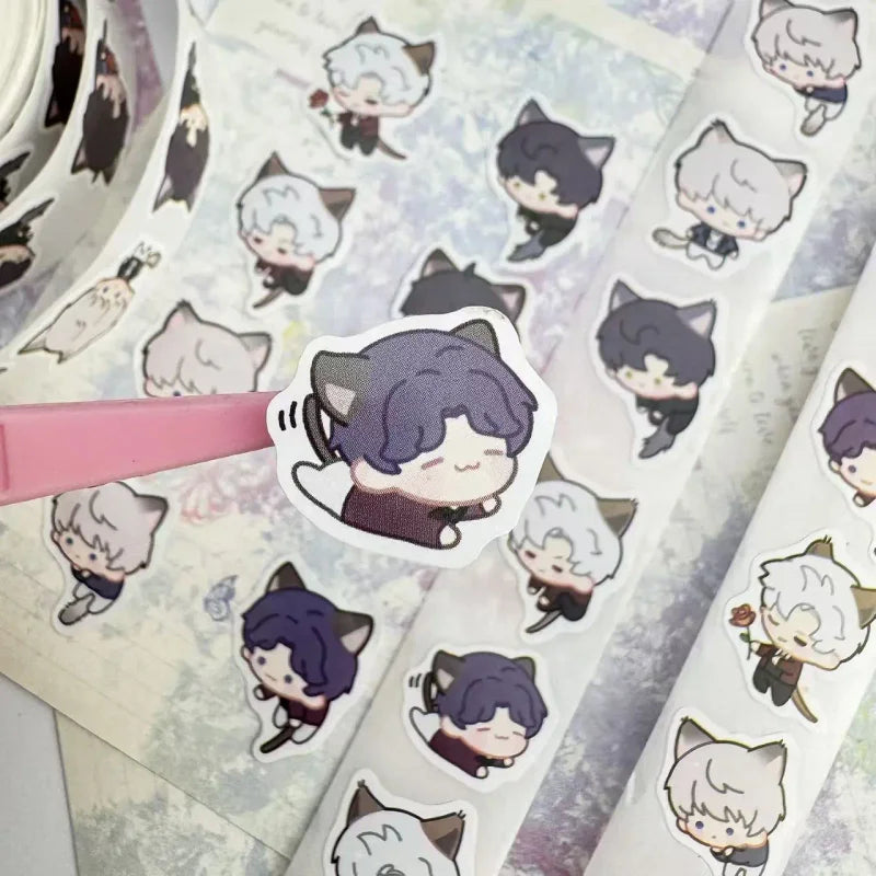 500Pcs/Roll Cat Dress Up Love and Deepspace Anime Sticker Xavier Zayne Rafayel ralayo decorative stickers Valentine's Day Gift