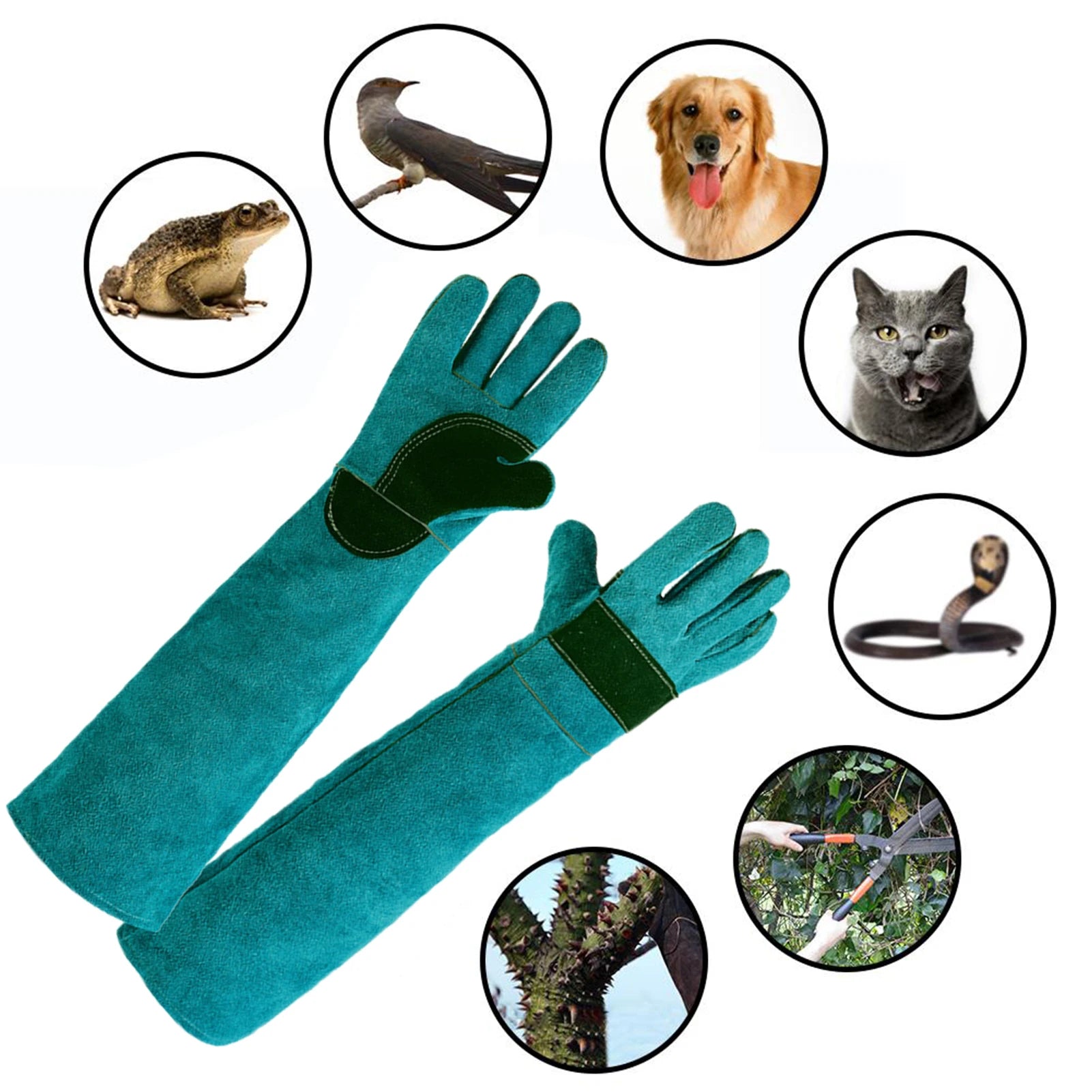 Animal Anti-Bite Gloves Durable Leather Protective Handling Gloves 45/60cm Length Cutting-proof And Anti-thorn Pet Handling Tool