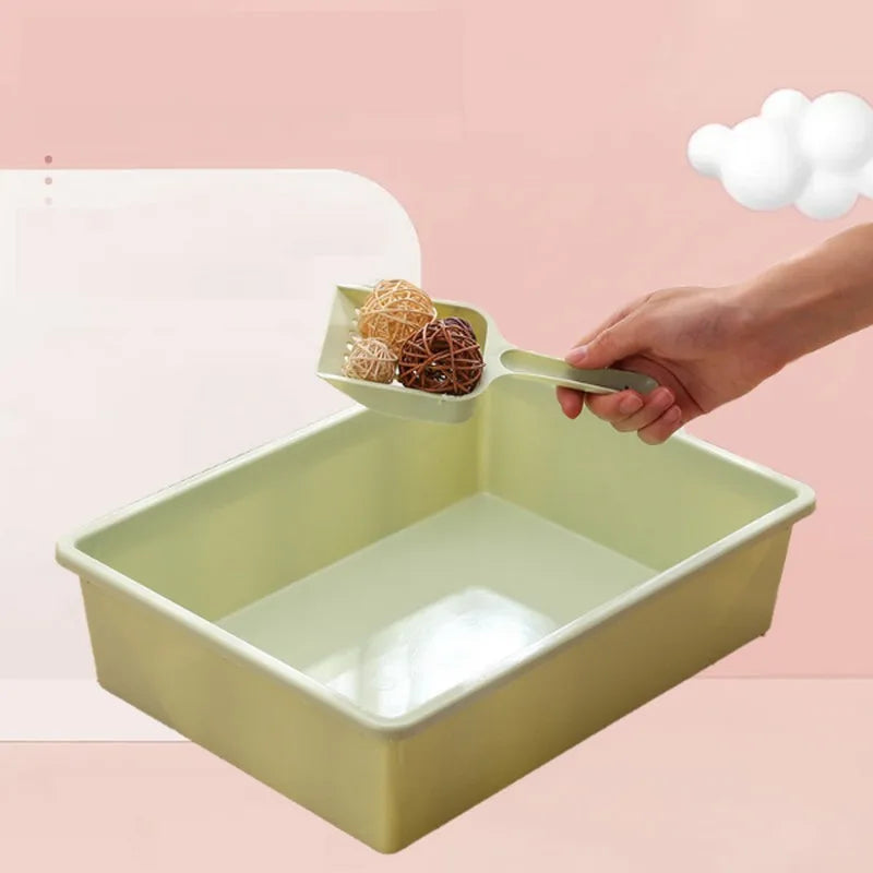 Cat litter box large-capacity open anti-overflow cat feces box, clean the square cat toilet, and send cat litter shovel