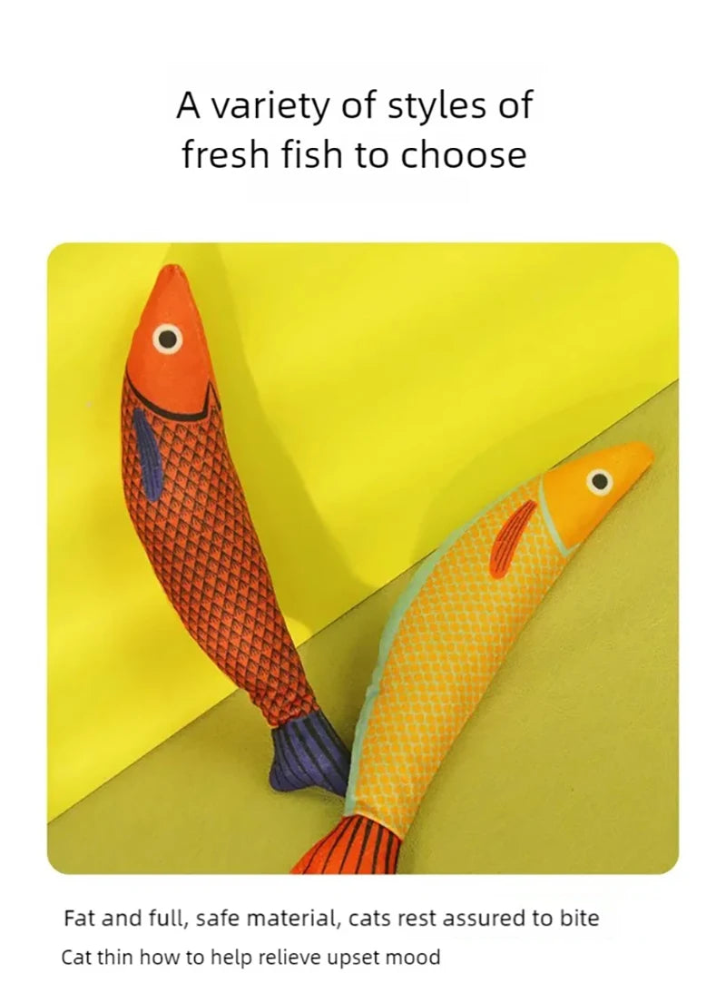 Cat toys mint fish simulation, grinding teeth, biting and teasing, durable and soothing, mint cat toys