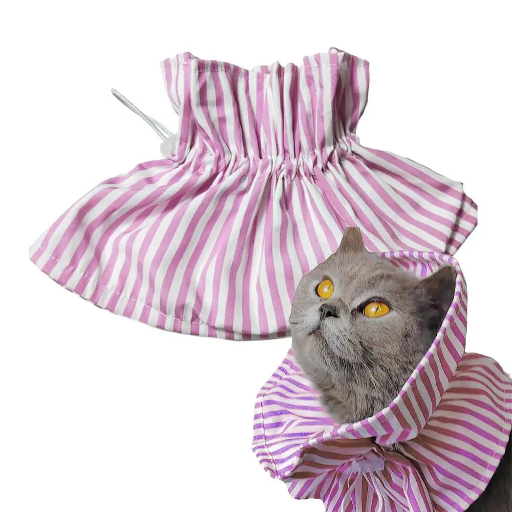 Soft Collar For Cats Polyester Soft Recovery Elizabethan Collar Drawstring Design Comfortable Protective Collar Adjustable Pet