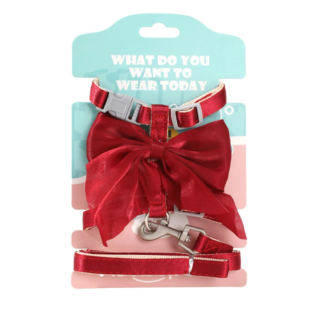 Cute Bowknot Cat Harness Accessories Princess Cat Dress Costumes Kitten Puppy Harness For Cats Leash