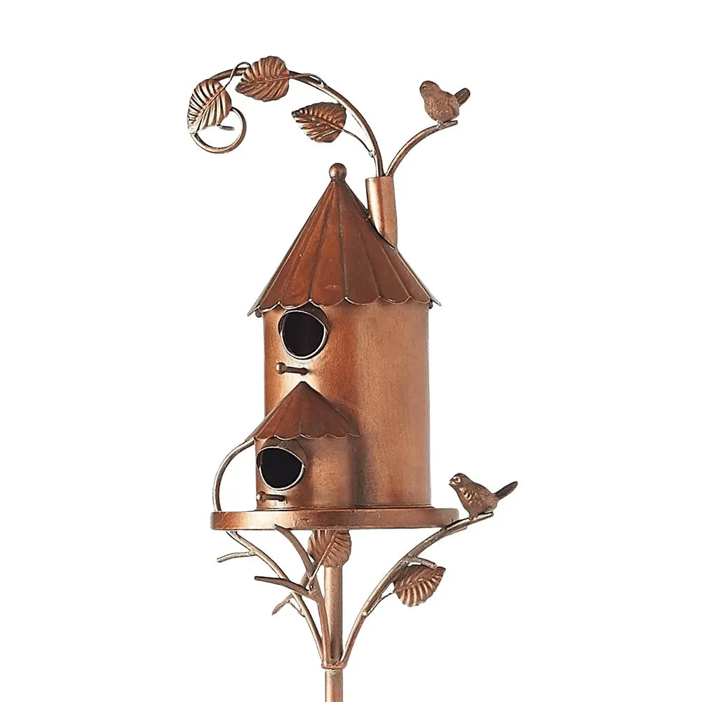 Birdhouse Garden Stakes Outdoor Decor Metal Bird House Art Crafts Bird Feeders Miniatures for Outdoor Garden Decorations