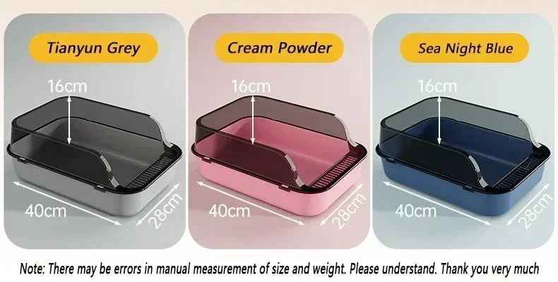 Cat Litter Box Cats Toilet Semi-enclosed High Side Splashproof Pet Bedpans with Litter Scoop Kitty Sandbox Cleaning Cat Supplies