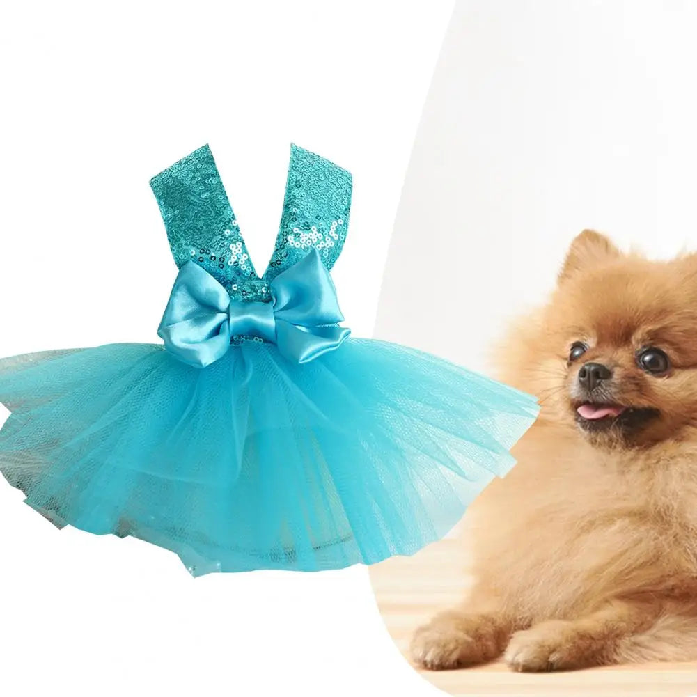Beautiful  Pet Dress Comfortable York Clothes Pet Cat Dress Big Bowknot Polyester Puppy Wedding Dress Party Wear