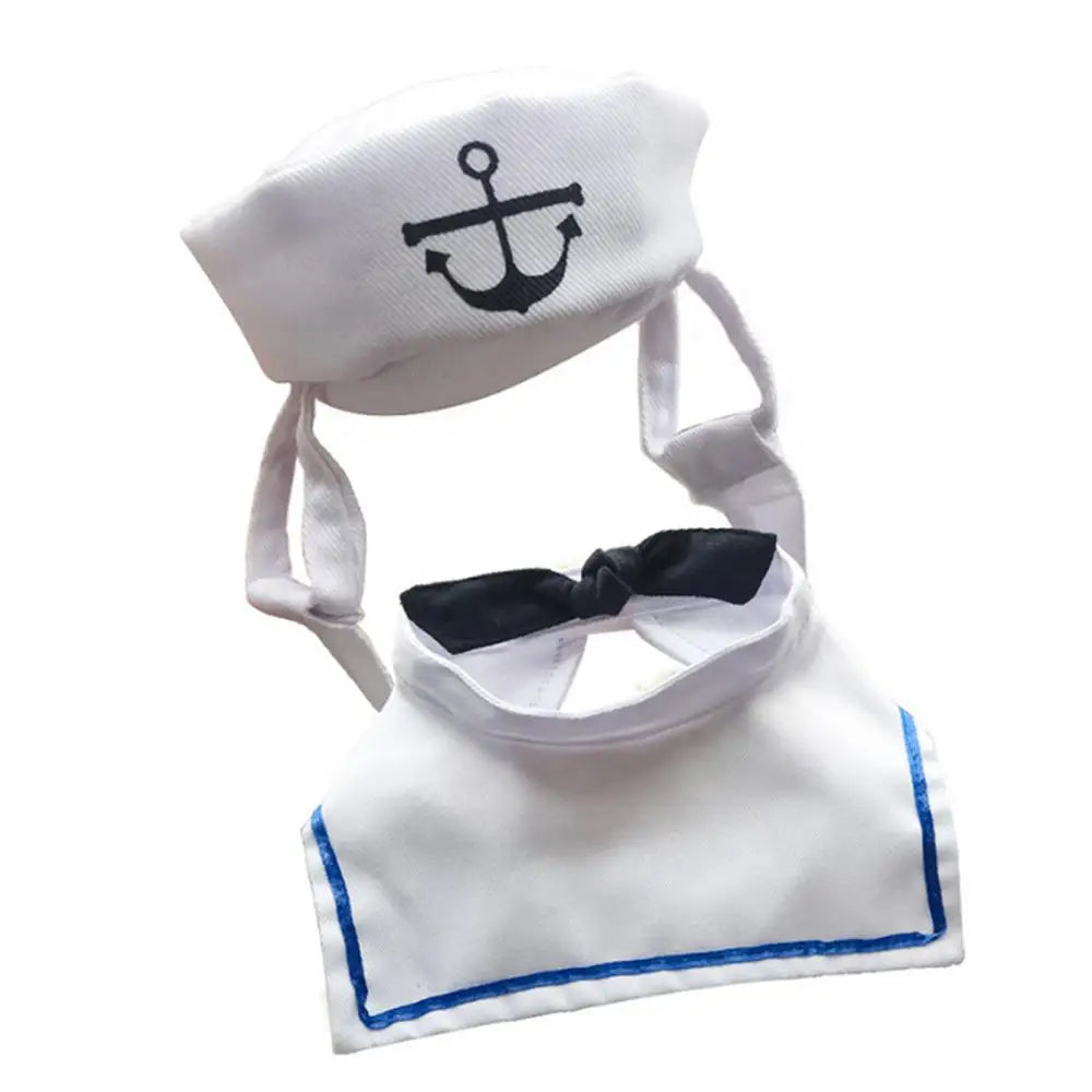 Lovely Stylish Navy And Sailor Style Hat Plus Scarf Suit For Dogs And Cats Pet Cap And Cape Navy Cloak Cat Cosplay Cloth