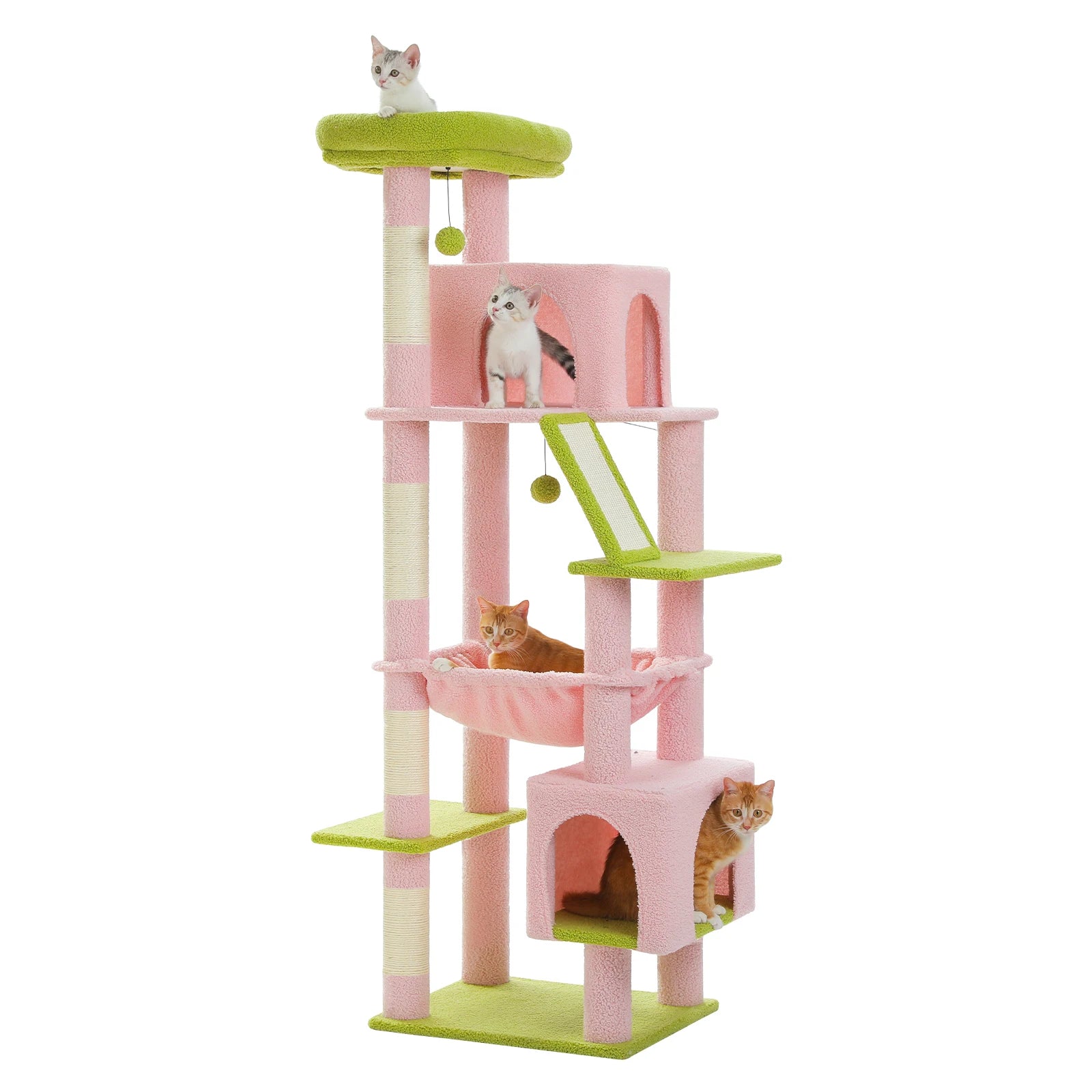 Cat Tree for Large Cats, Tall Cat Tower for indoor Cats Multi-level Cat House Furniture with 2 Big Condo Pad Bed Scratching Post