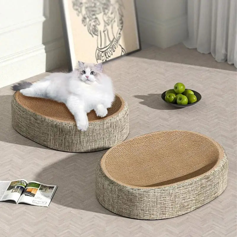 Cat Scratcher Oval Cat Scratch Pad Bowl Nest Multifunctional Pet Sleeping Mat Cat Scratcher Pad Pet Bed Durable Cat Scratcher
