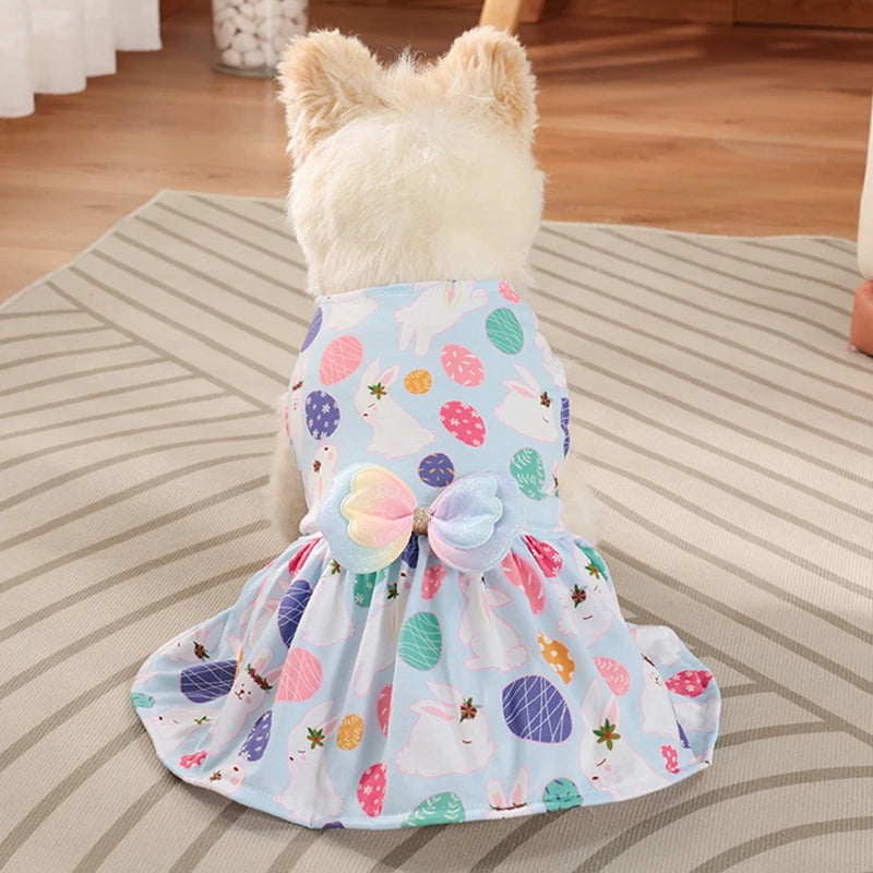 Dog Princess Dress Cute Rabbit Printed Dresses for Small Medium Dogs  Cats Easter Pet Skirt Puppy Chihuahua Teddy Clothes