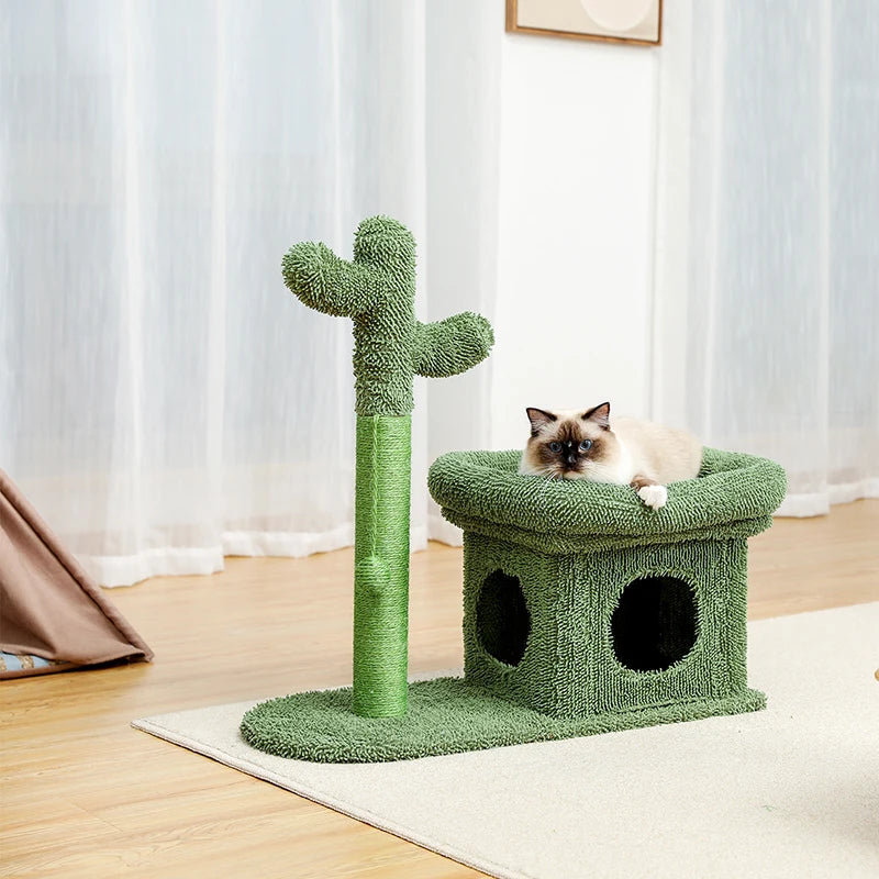 Cactus Cat Tree Tower with Sisal Scratching Post Board for Indoor Cats Condo Kitty Play House Perch rascador gato arbre à chat