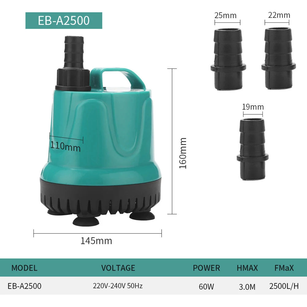 40w 60w 90w Ultra-Quiet Submersible Water Fountain Pump Filter Fish Pond Aquarium Water Pump Tank Fountain 220V 240V
