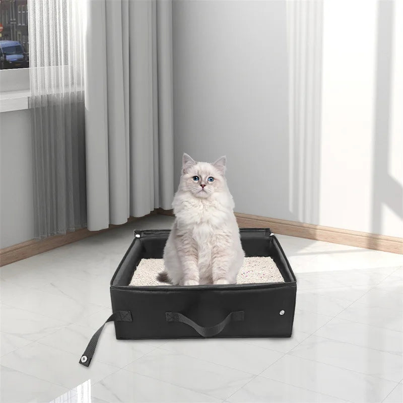 Foldable Cat Litter Box Portable Folding Pet Supplies Dog Toilet Doghouse Waterproof Cat Litter Box for Travel Home Outdoor Car