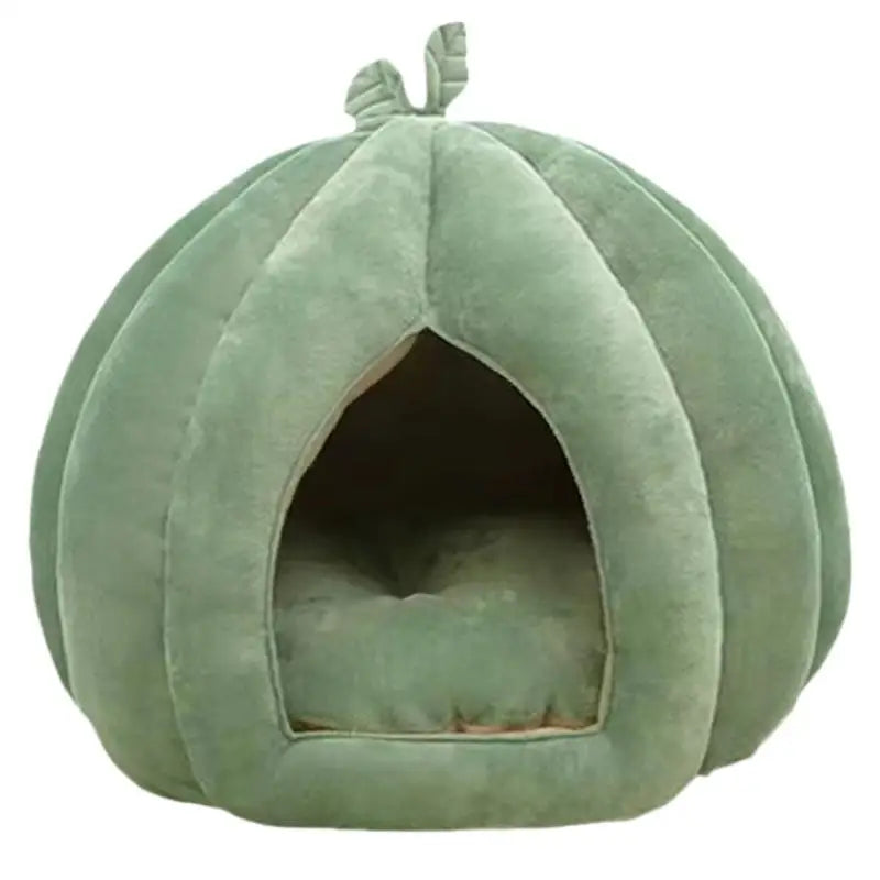 Enclosed Cat Nest Winter Warm Cat Bed Pumpkin Shape Pet Sleeping House for Cats Comfortable Washable Cat Sleeping Bed Pet Supply