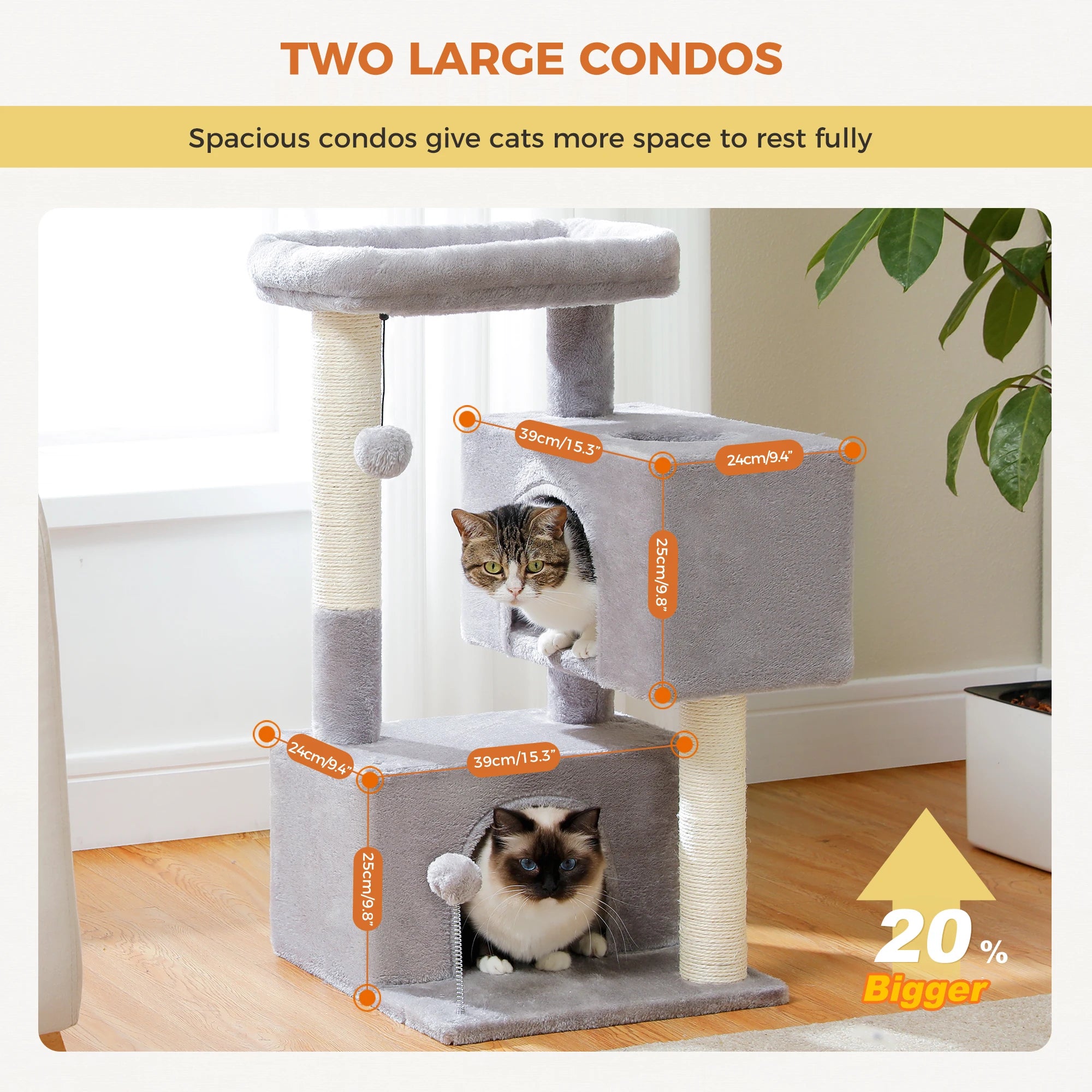Multi-Level Cat Tree Tower with Sisal Scratching Posts Soft Padded Perch Large Cat Condo for Indoor Kitten Bed House Cat Toys