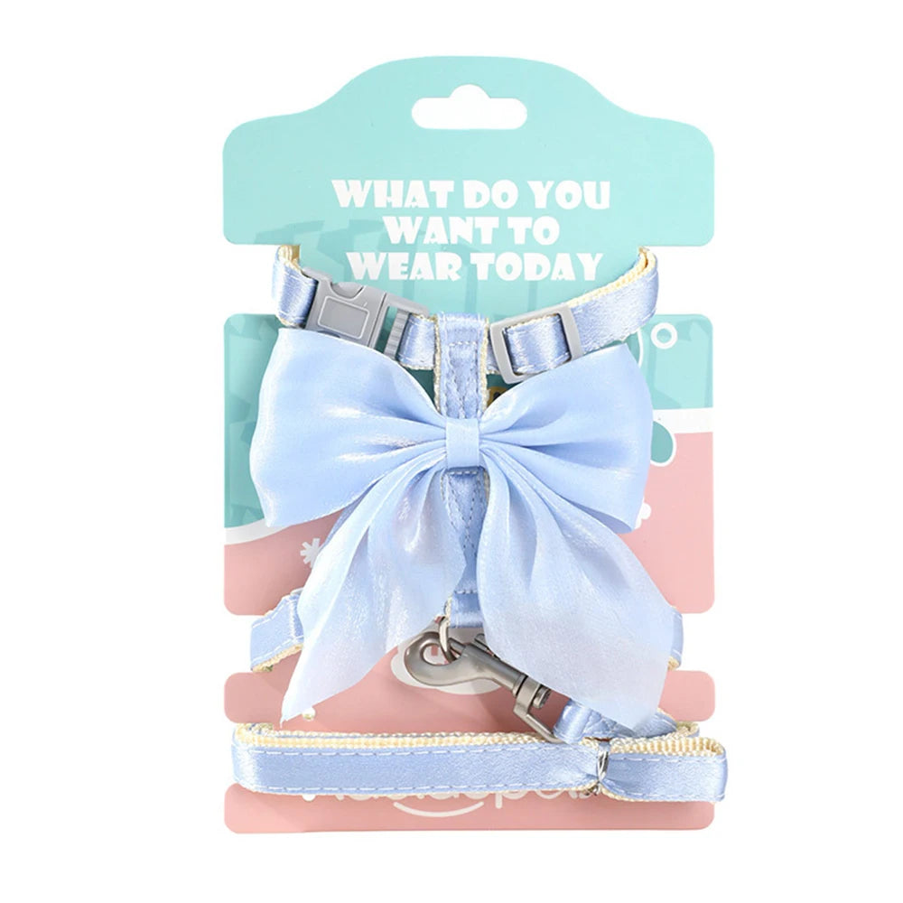 Cute Bowknot Cat Harness Accessories Princess Cat Dress Costumes Kitten Puppy Harness For Cats Leash