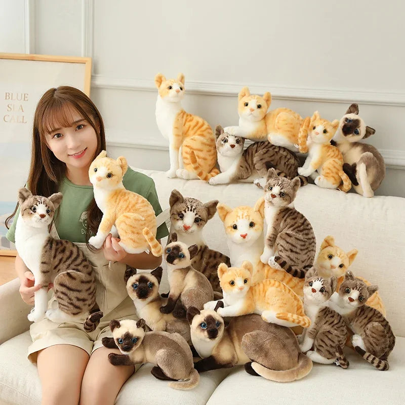 Cat Doll Pet Toys Stuffed Lifelike  Cats Plush Toy Simulation Cute  kitten Dolls  Children Boys and Girls Christmas Presents