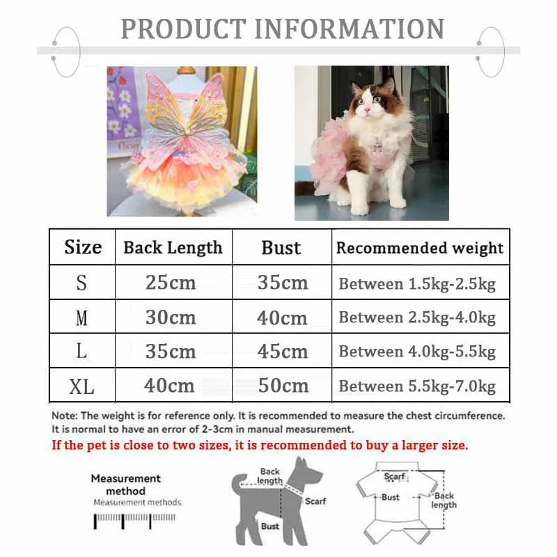 Summer Small Dog Princess Dress Gorgeous Chihuahua Cute Cat Dress Party Butterfly Cat Skirt Dog Clothing Accessories