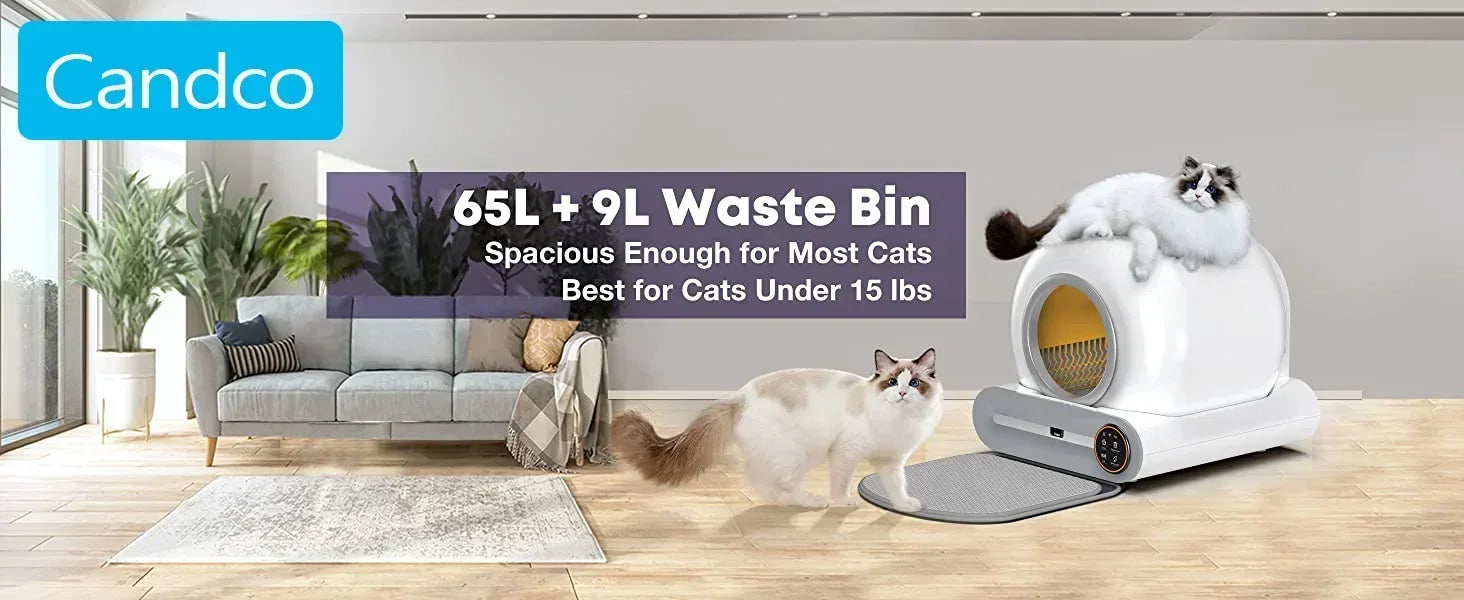 Large Capacity Automatic Cat Litter Box Self Cleaning, Smart Self-Cleaning Cat Litter Box with 65L Litter Box APP Control