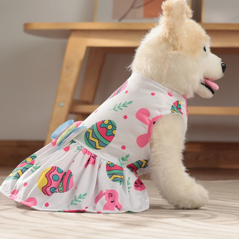Dog Princess Dress Cute Rabbit Printed Dresses for Small Medium Dogs  Cats Easter Pet Skirt Puppy Chihuahua Teddy Clothes