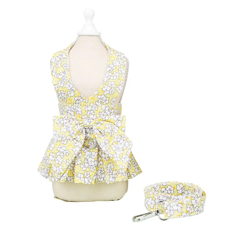 Dog Harness Vest Leash Set Floral Puppy Dress Clothes For Small Dogs Skirt Perro Adjustable Pets Clothing Chihuahua Bulldog