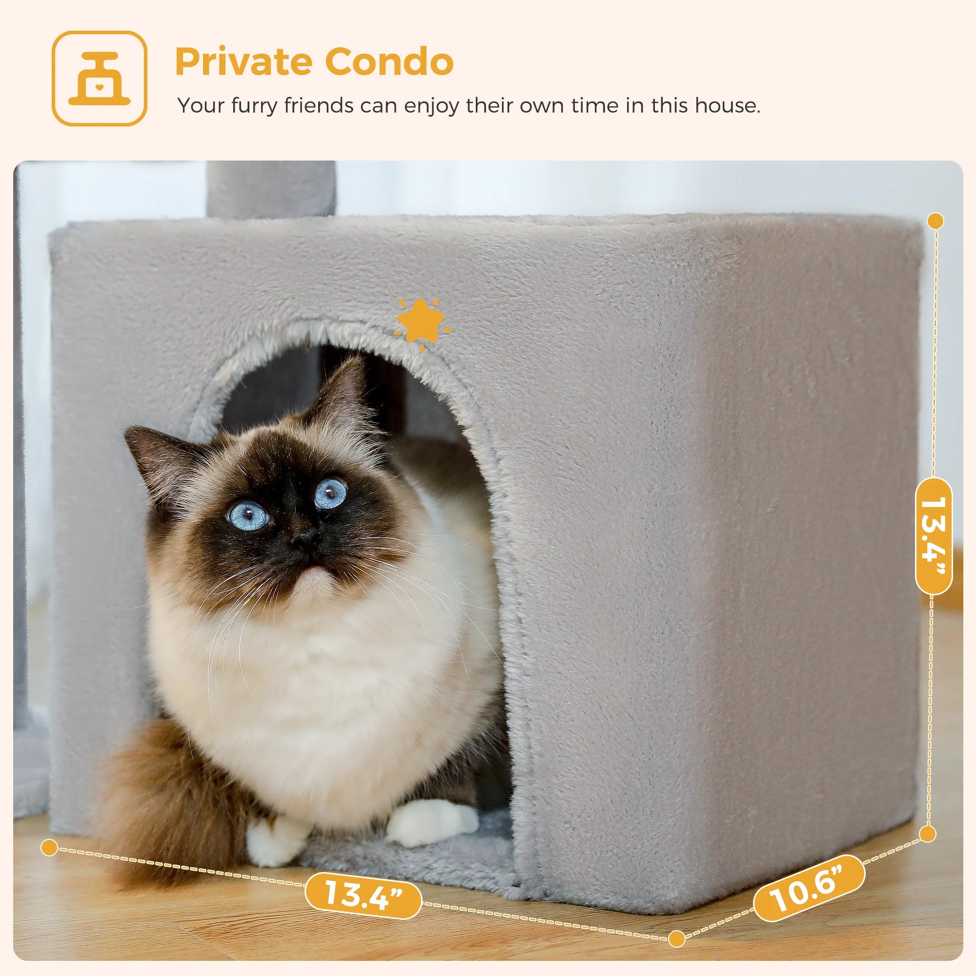 2 in 1 Cat Tree with Sisal Scratching Post Hammock Large Cat Condo Small Cat Tower House for Indoor Cat Scratcher Board Cat Toys