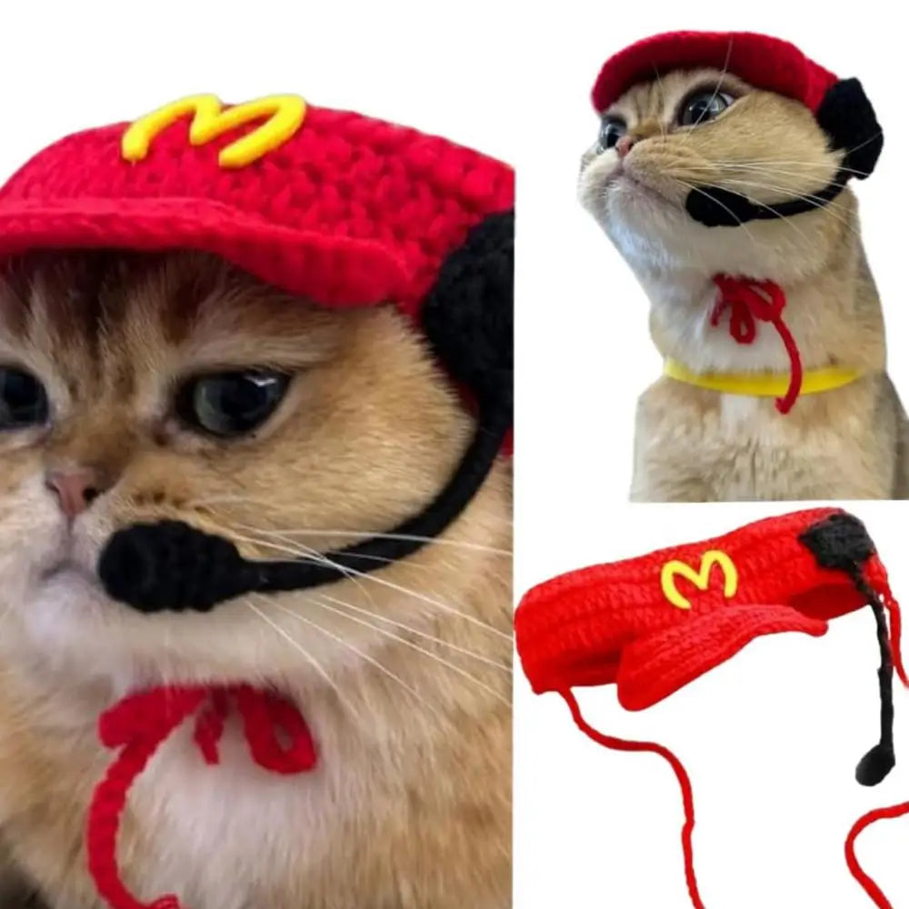 Cat Knit Hat Knitted Beanie Headwear For Cats And Dogs Cartoon Pet Cosplay Caps For Puppy And Kitten Weaving Puppy Costume