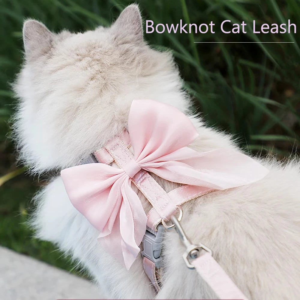 Cute Bowknot Cat Harness Accessories Princess Cat Dress Costumes Kitten Puppy Harness For Cats Leash