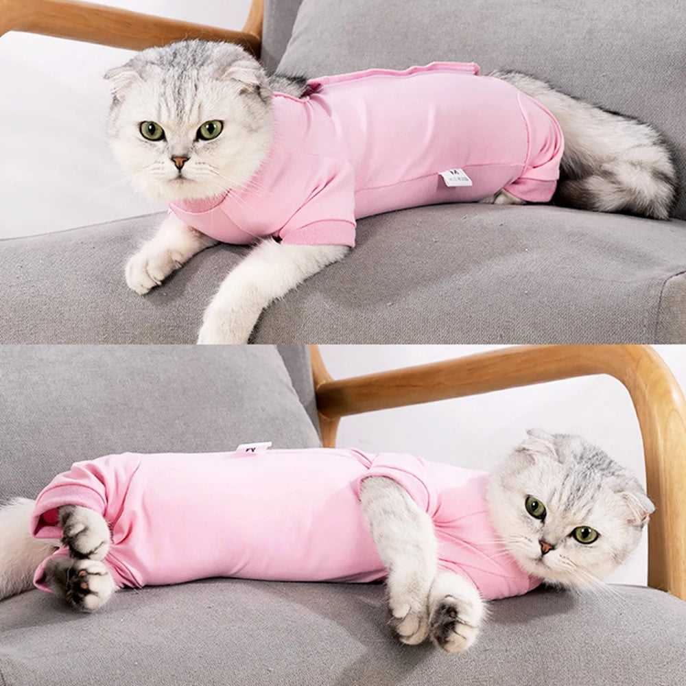 Cat Recovery Suit Dog Onesie After Surgery Wear Wounds Anti Licking E-Collar Cone Alternative Pajamas Bodysuit Prevent Shedding
