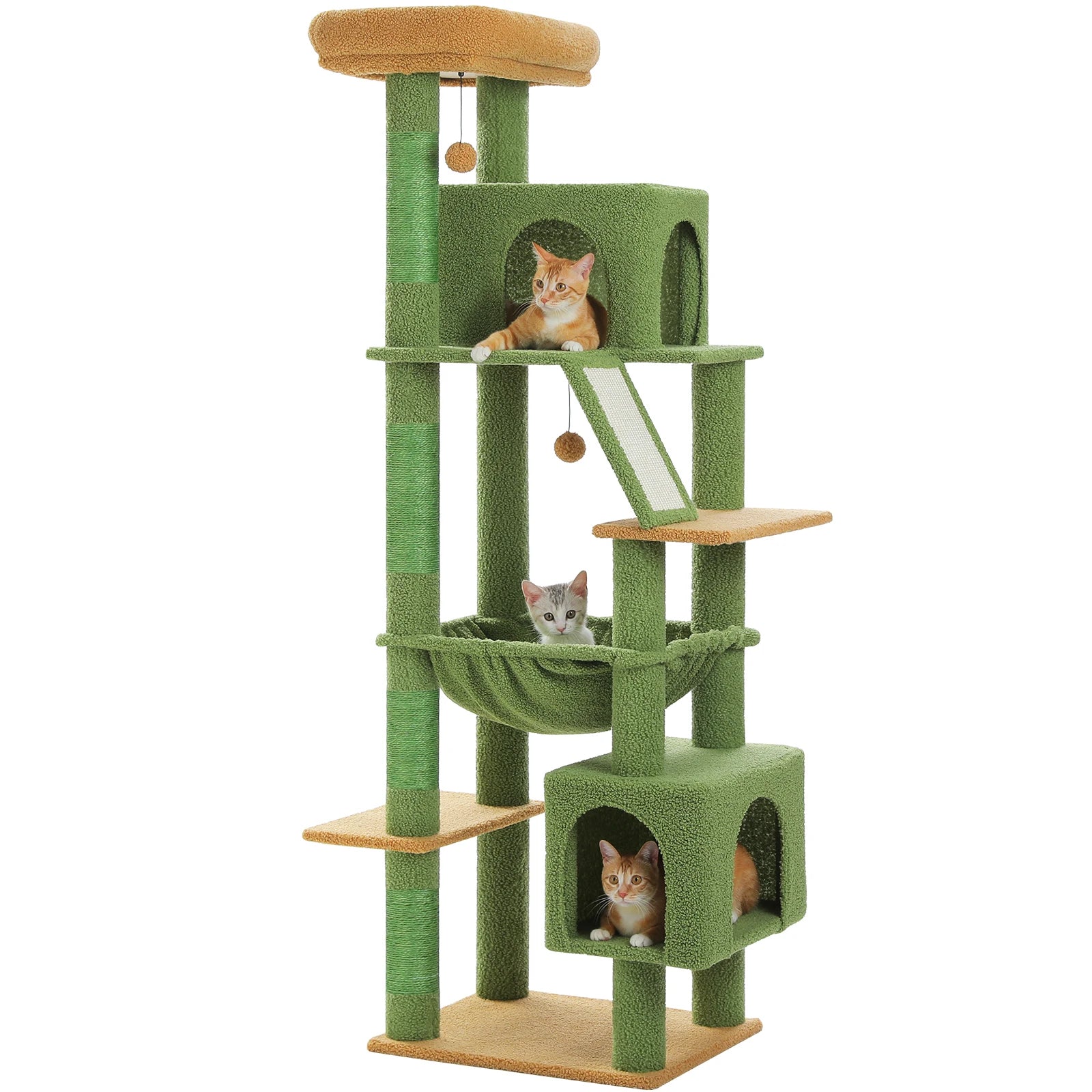 Cat Tree for Large Cats, Tall Cat Tower for indoor Cats Multi-level Cat House Furniture with 2 Big Condo Pad Bed Scratching Post