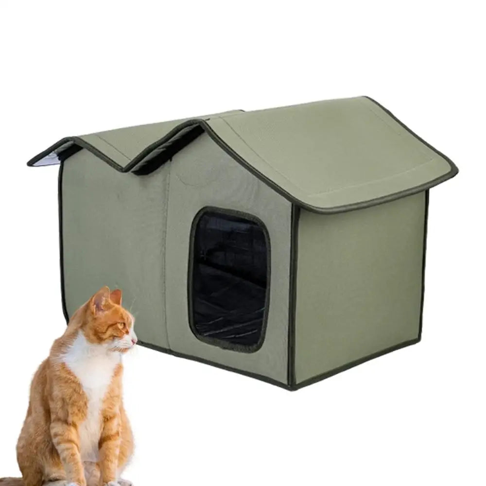 Cat Outdoor House Large Insulated Cat Shelter Waterproof Weatherproof Pet House With Transparent Door Washable Cat Hut For Cat