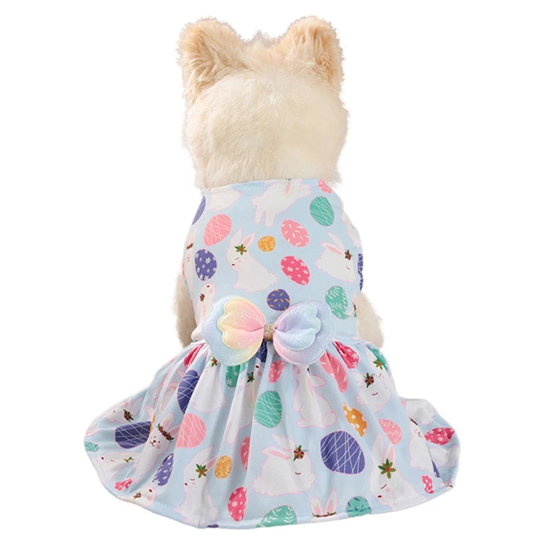 Dog Princess Dress Cute Rabbit Printed Dresses for Small Medium Dogs  Cats Easter Pet Skirt Puppy Chihuahua Teddy Clothes