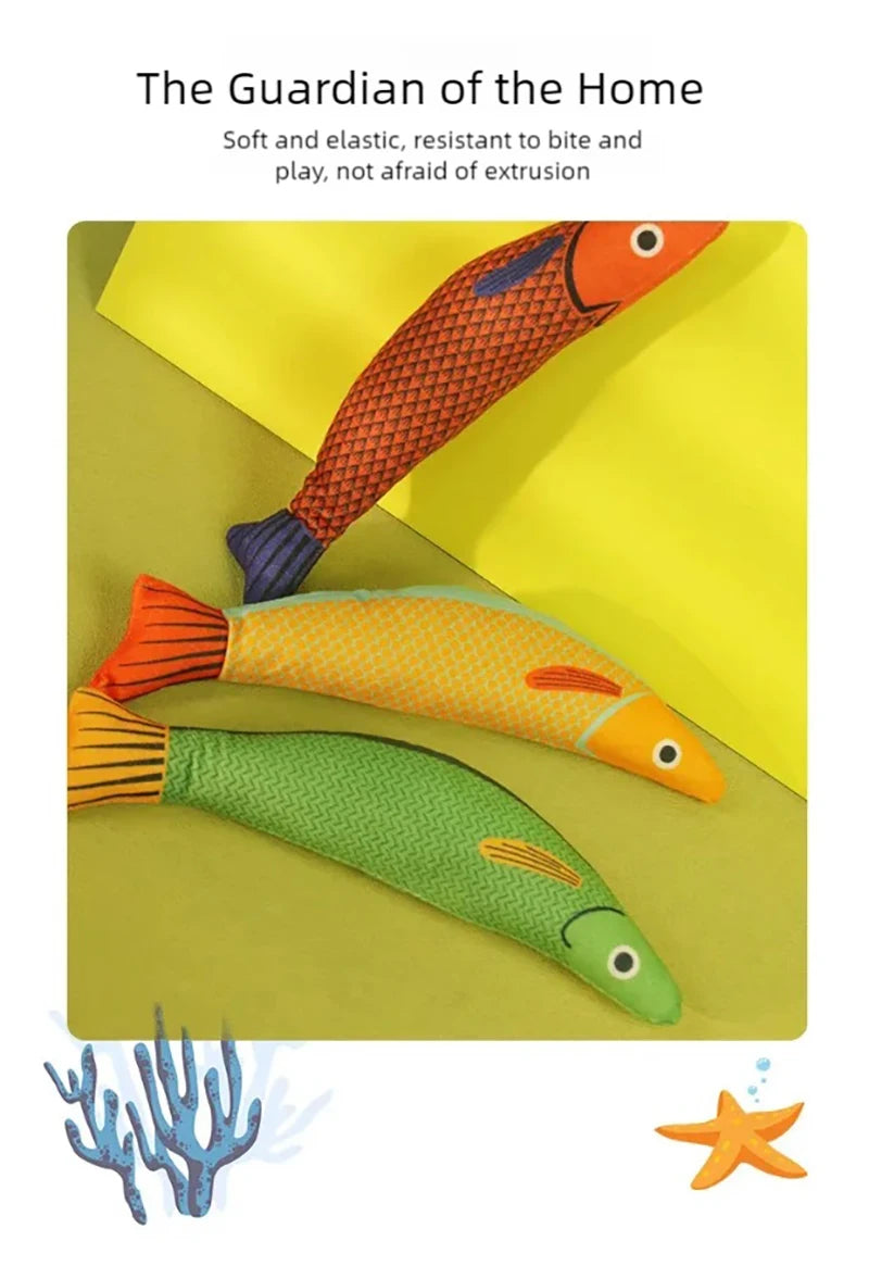 Cat toys mint fish simulation, grinding teeth, biting and teasing, durable and soothing, mint cat toys