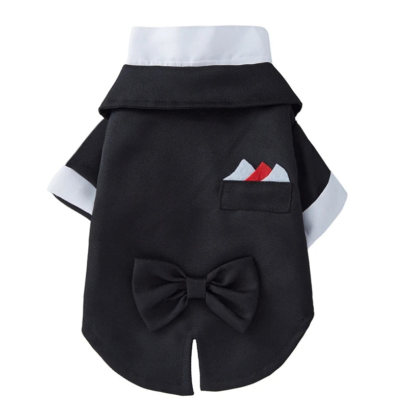 Pet Dog Clothes Formal Wedding Black Shirt Tailcoats With Bow Tie Costume Fashion Party Tuxedo Halloween Dress for Dog