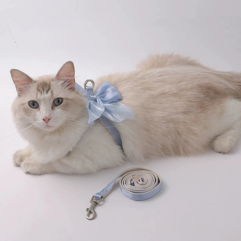 Cute Bowknot Cat Harness Accessories Princess Cat Dress Costumes Kitten Puppy Harness For Cats Leash