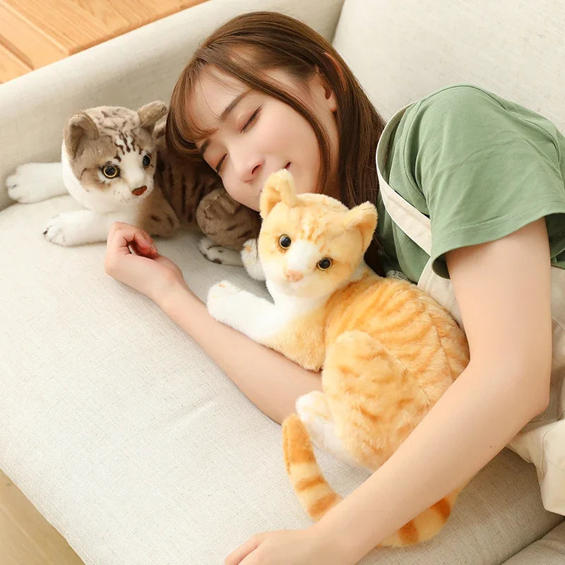 Cat Doll Pet Toys Stuffed Lifelike  Cats Plush Toy Simulation Cute  kitten Dolls  Children Boys and Girls Christmas Presents