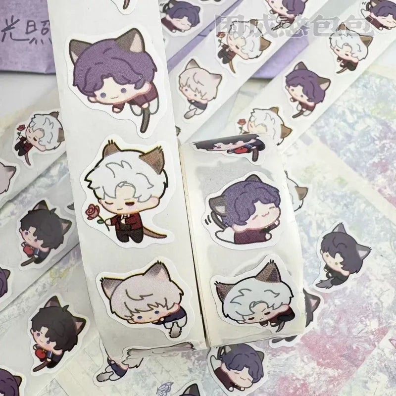 500Pcs/Roll Cat Dress Up Love and Deepspace Anime Sticker Xavier Zayne Rafayel ralayo decorative stickers Valentine's Day Gift