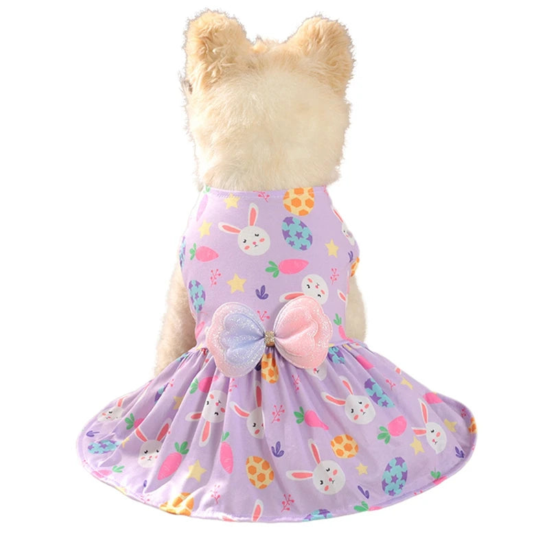 Dog Princess Dress Cute Rabbit Printed Dresses for Small Medium Dogs  Cats Easter Pet Skirt Puppy Chihuahua Teddy Clothes