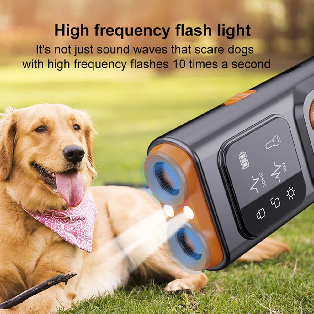 Ultrasonic Dog Bark Deterrent Device with LED Flashlight Rechargeable Pet Dog Repeller Dog Chaser Correct Your Dogs Bad Behavior