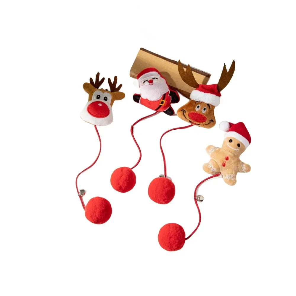 Christmas Cat Toys Plush Ball Doll with Bell Interactive Soothing Cat Toys Pet Supplies