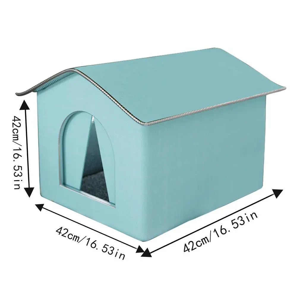 Outdoor Cat House Foldable Warm Pet Cave for Winter Waterproof Rainproof Kitten Cave Pet Tent Bunny Bed for Feral Cat Puppy
