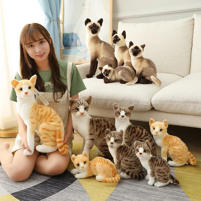 Cat Doll Pet Toys Stuffed Lifelike  Cats Plush Toy Simulation Cute  kitten Dolls  Children Boys and Girls Christmas Presents