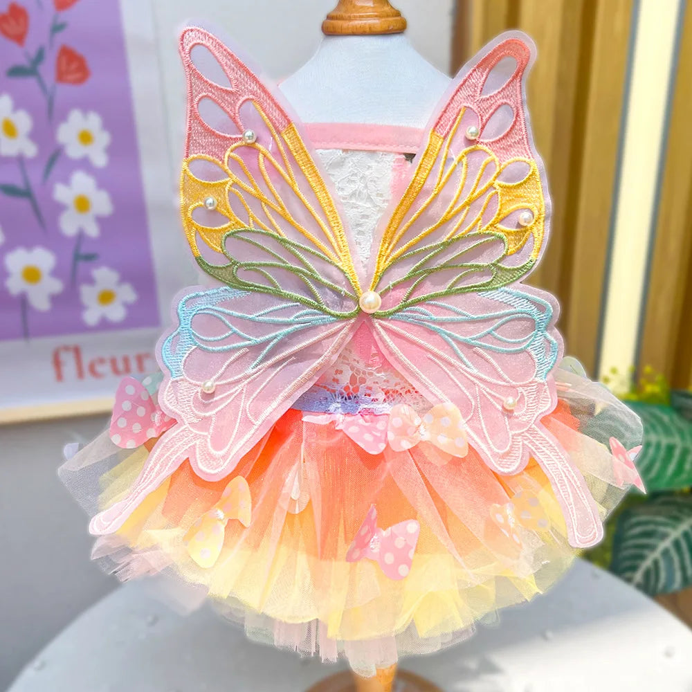 Summer Small Dog Princess Dress Gorgeous Chihuahua Cute Cat Dress Party Butterfly Cat Skirt Dog Clothing Accessories