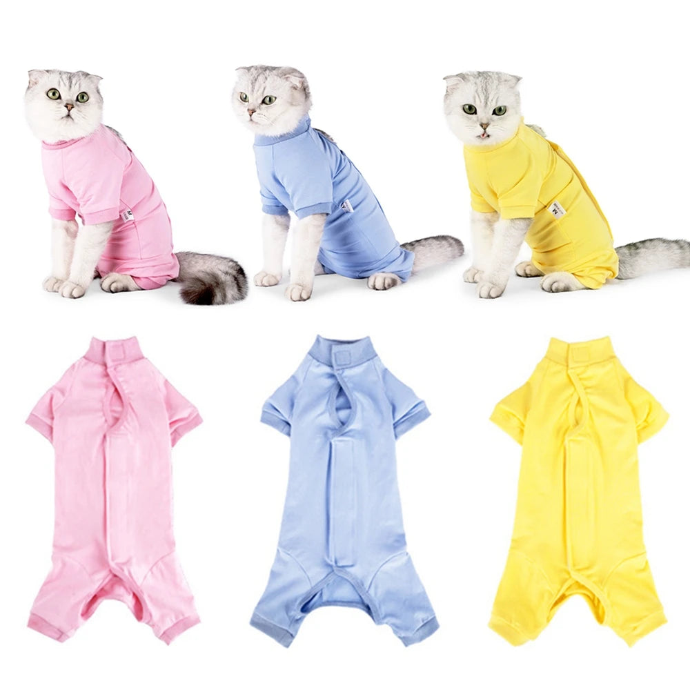 Cat Recovery Suit Dog Onesie After Surgery Wear Wounds Anti Licking E-Collar Cone Alternative Pajamas Bodysuit Prevent Shedding