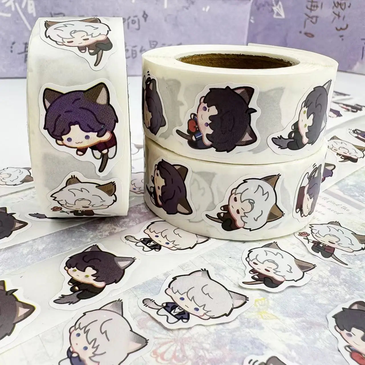500Pcs/Roll Cat Dress Up Love and Deepspace Anime Sticker Xavier Zayne Rafayel ralayo decorative stickers Valentine's Day Gift