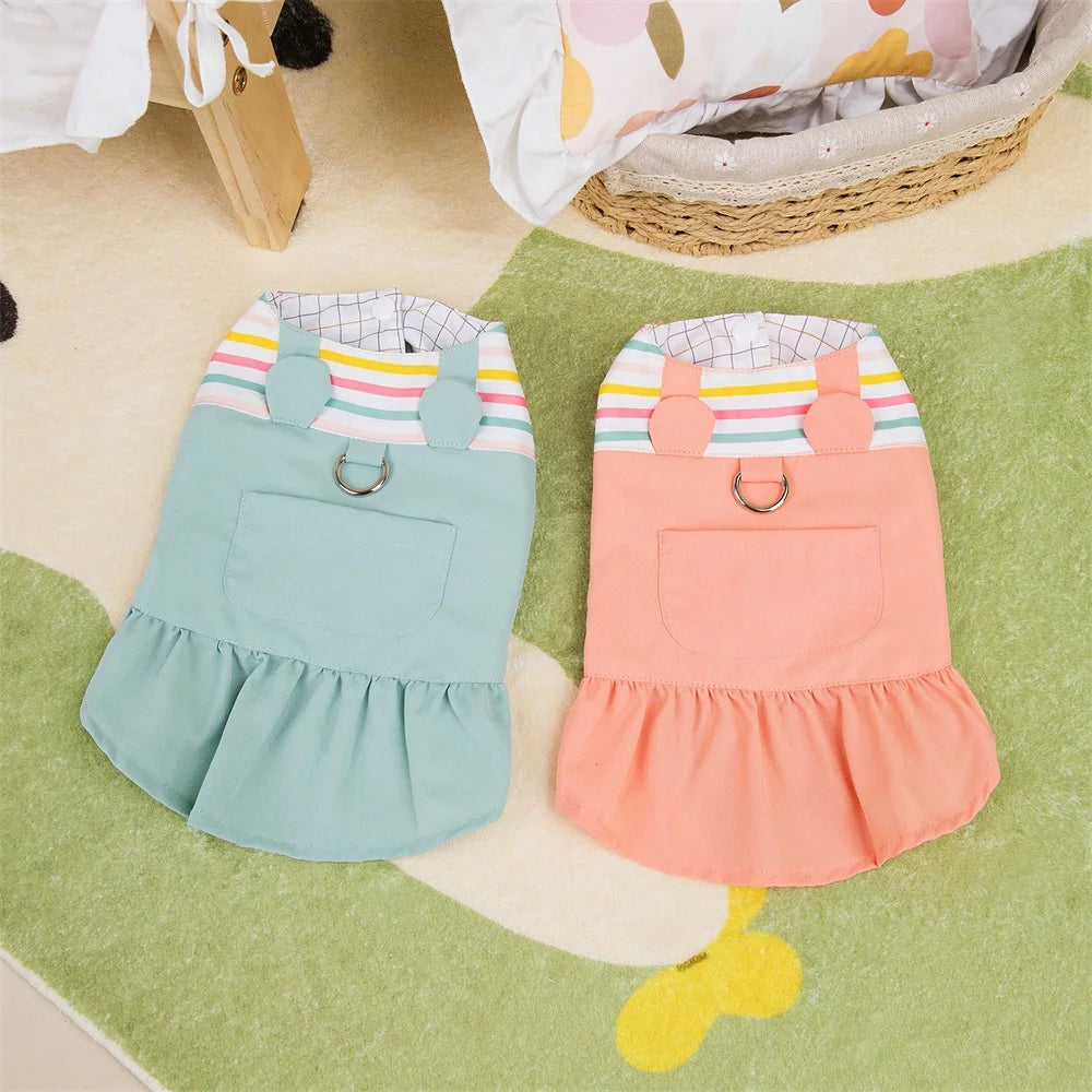 Spring Clothing for Small Dogs Summer Dog Dress Striped Puppy Princess Skirt Cute Dog Cat Dress Pet Dog Costume Apparel