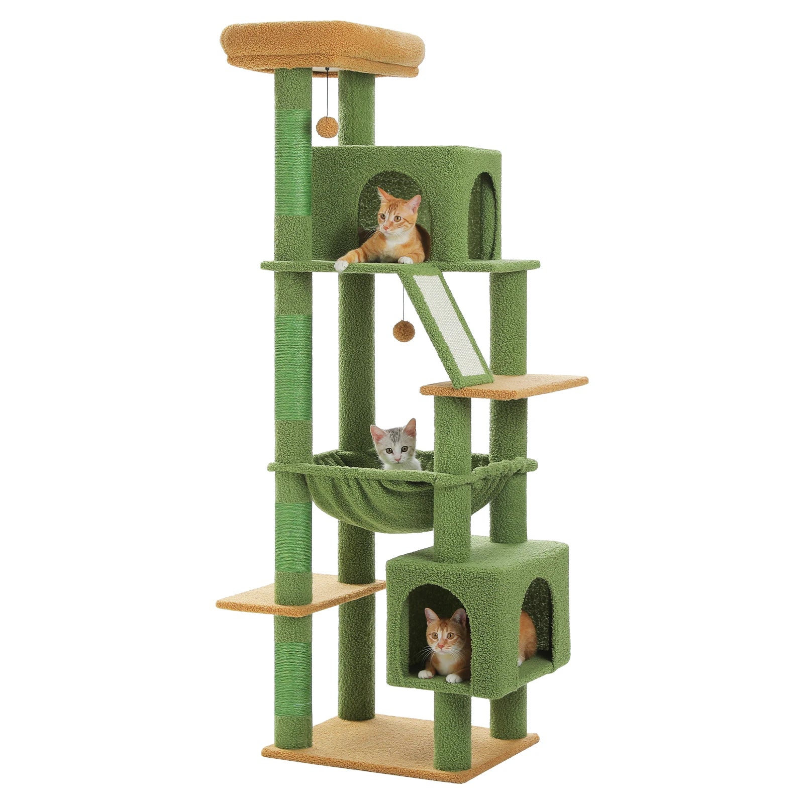 Cat Tree for Large Cats, Tall Cat Tower for indoor Cats Multi-level Cat House Furniture with 2 Big Condo Pad Bed Scratching Post