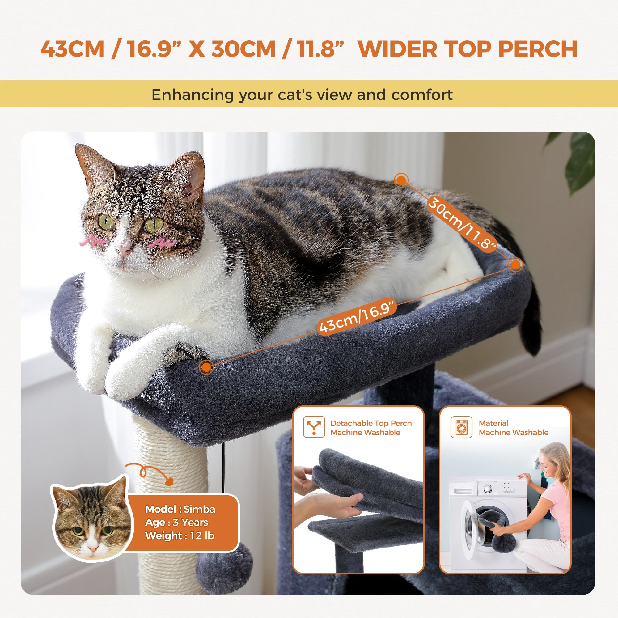 Multi-Level Cat Tree Tower with Sisal Scratching Posts Soft Padded Perch Large Cat Condo for Indoor Kitten Bed House Cat Toys