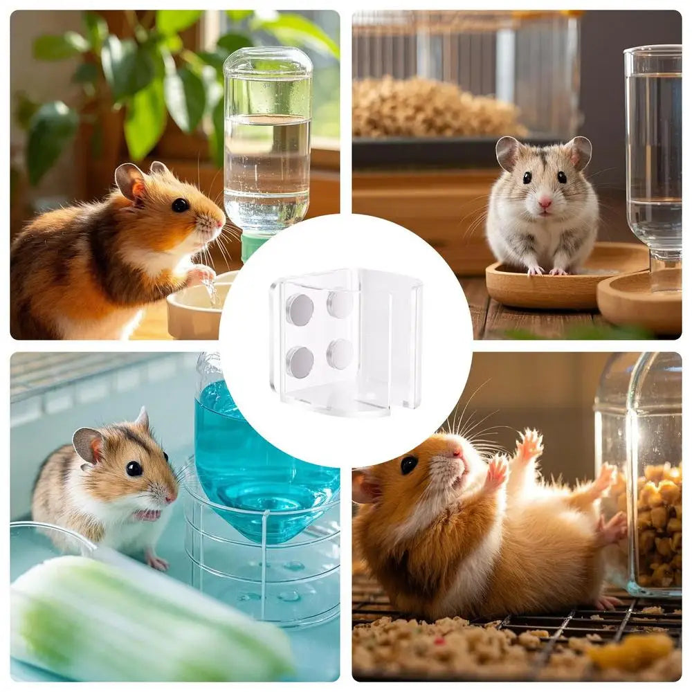 Hamster Water Bottle Stand Transparent Feeder Bracket For Squirrels Leakproof Hamster Water Bottle Magnetic Holder For Small