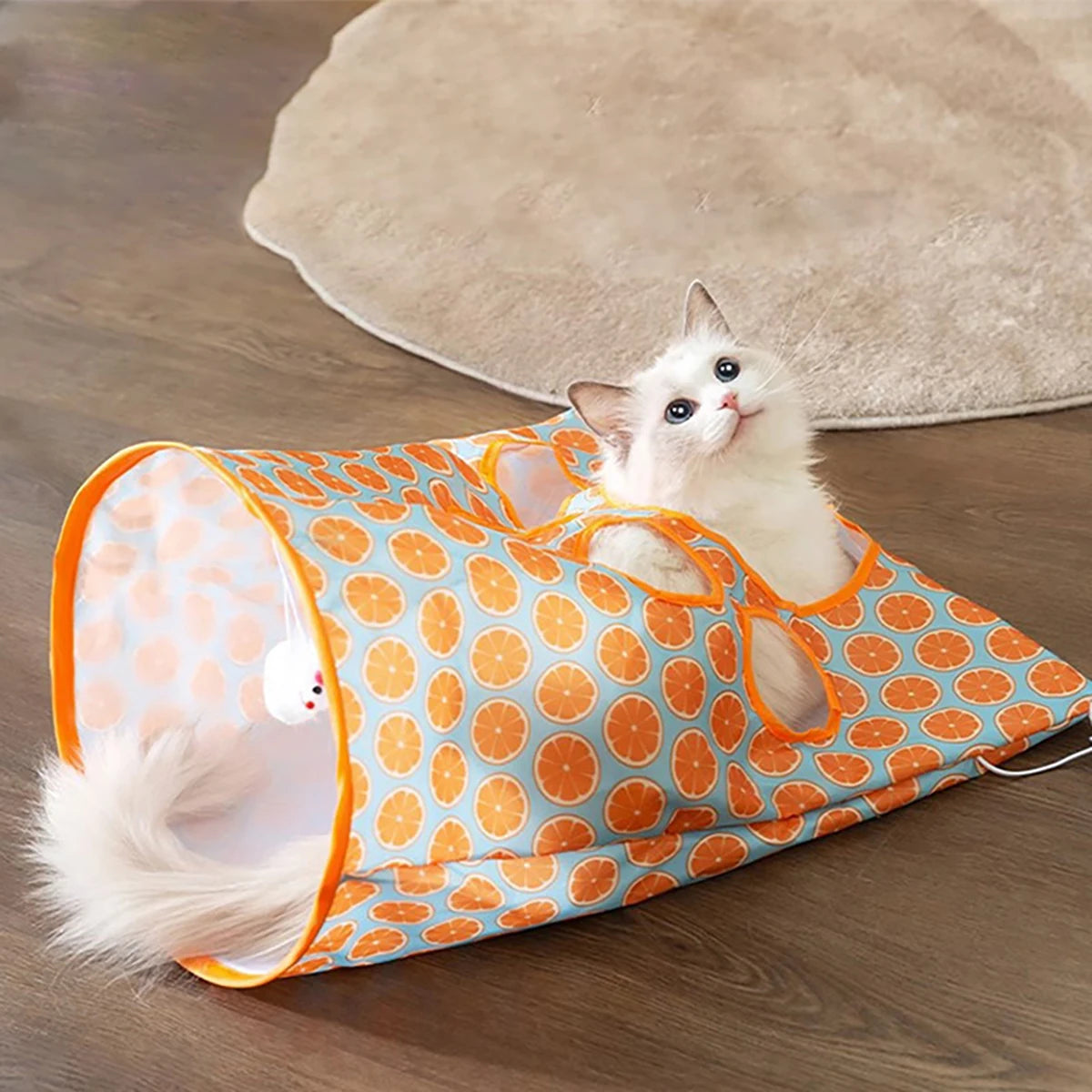 Cat Toys Drilling Bag Teaser Cat Stick Collapsible Cat Tunnel Rattling Paper Chewable Hairball Cat Toys