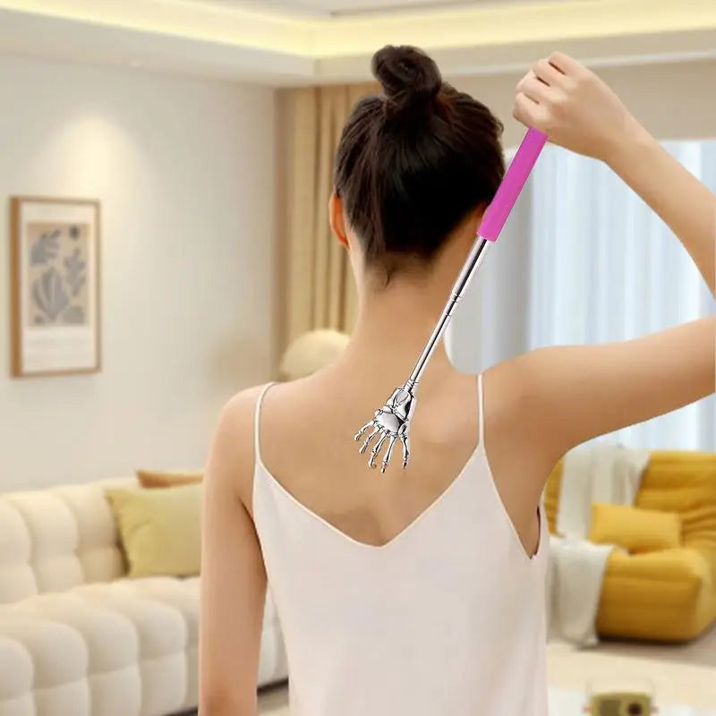 Telescopic Back Scratcher Stainless Steel Hand Shaped Extendable Back Scratchers Hand Massager Backslap Portable Travel Massage